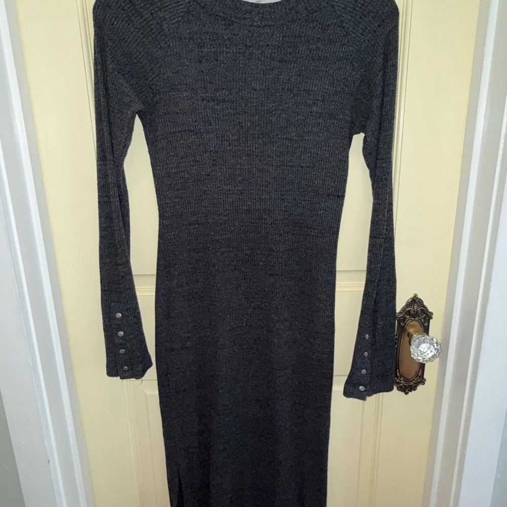 Project Social T Charcoal Ribbed Long-Sleeve Knit Dress